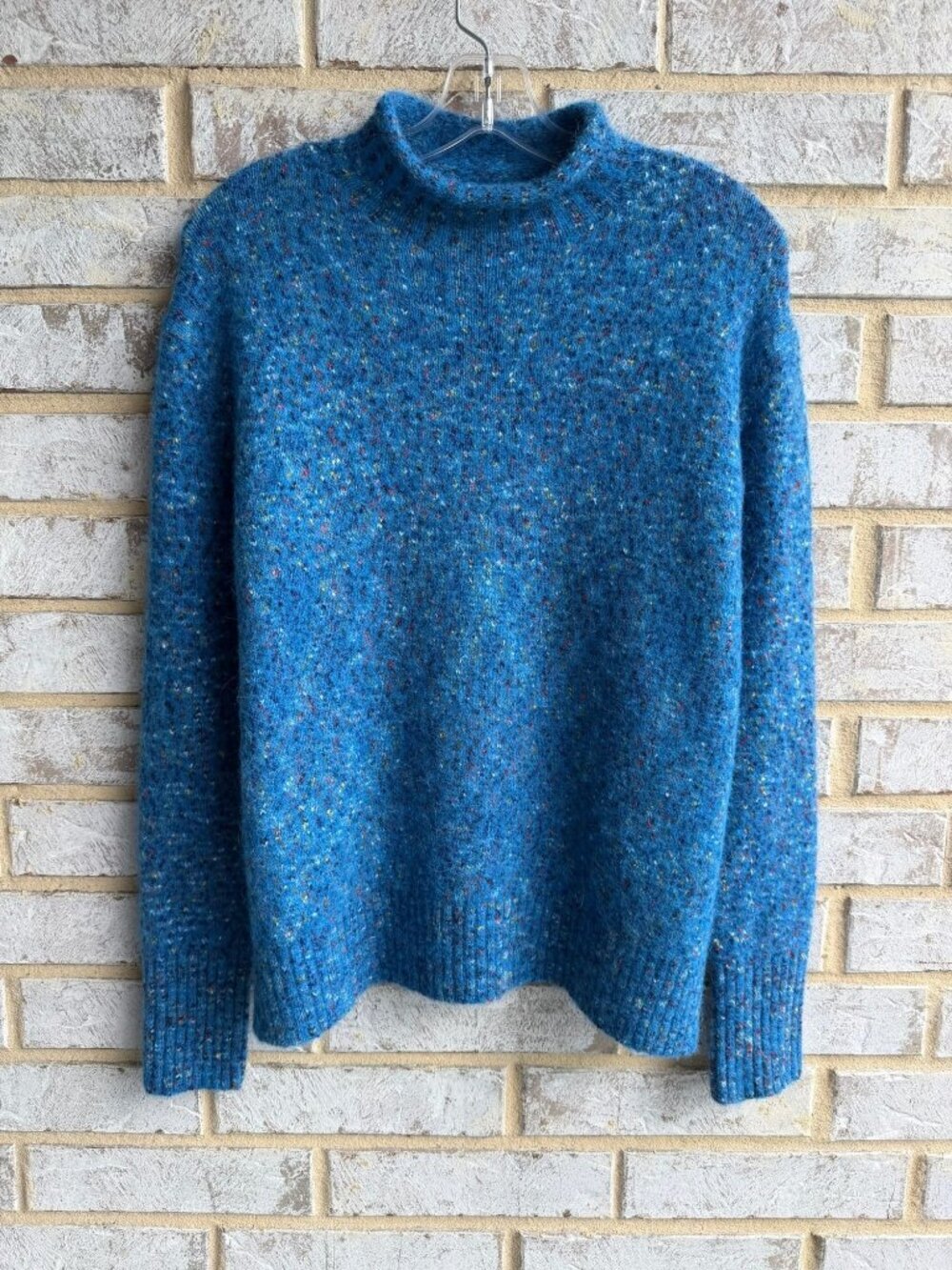 Ann Mashburn Long Sleeve Mock Neck Blue Tone Melange Alpaca Blend Sweater Size M